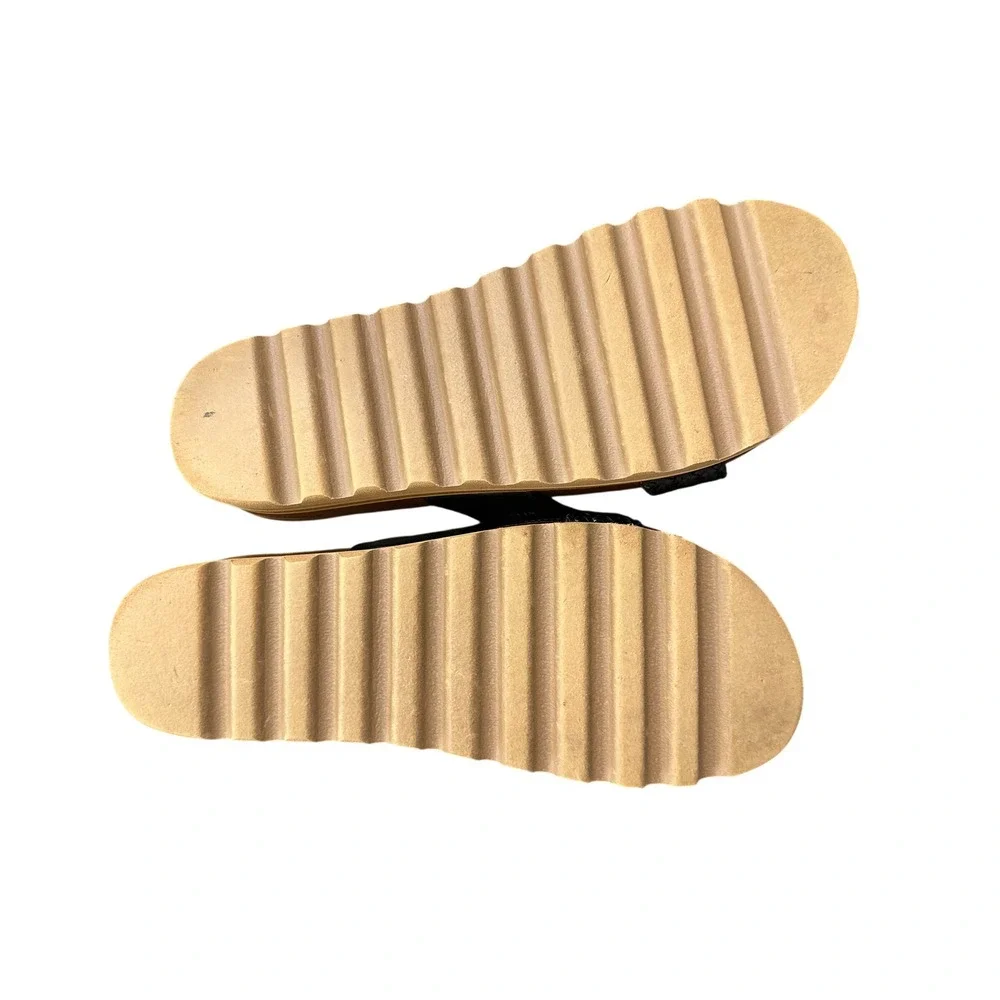 Reef Cushion Vista Hi Platform Sandals Black Braided Cork Slides Womens 10